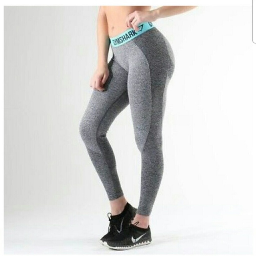 Gymshark l Flex Leggings Charcoal Gray Marl / Teal